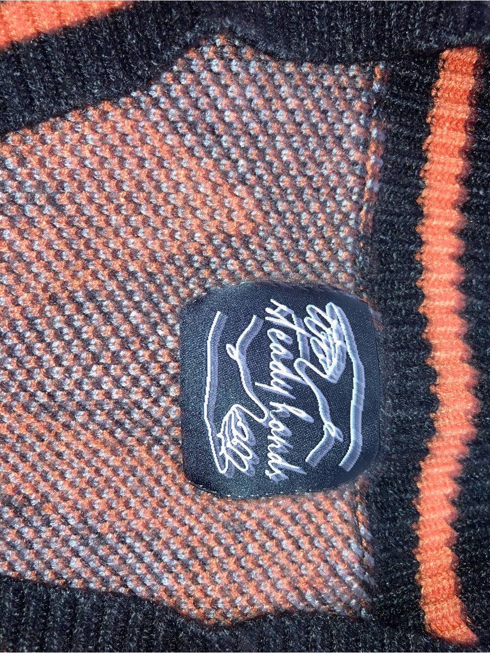 Steady hands women’s Black & Orange Geometric Button Cardigan size M/L - Picture 3 of 4